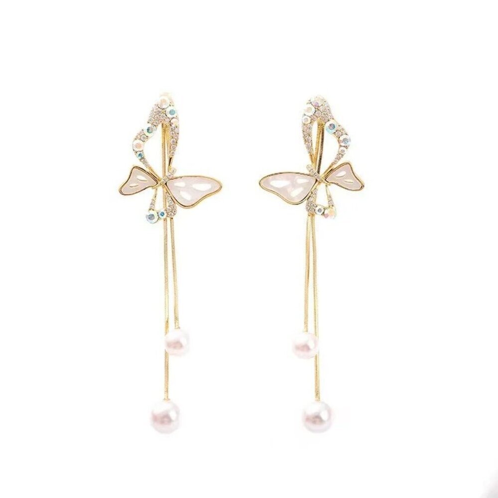 Cute Butterfly Korean Style Tassar Retro Design Fashion Drop Dangle Earrings 2"